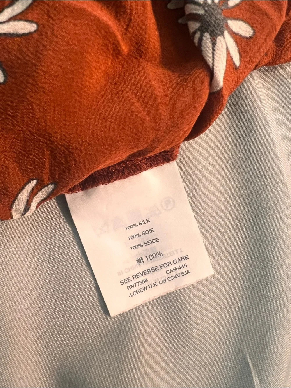 Madewell Silk Rust Floral Blouse Size 4 Button Up Top